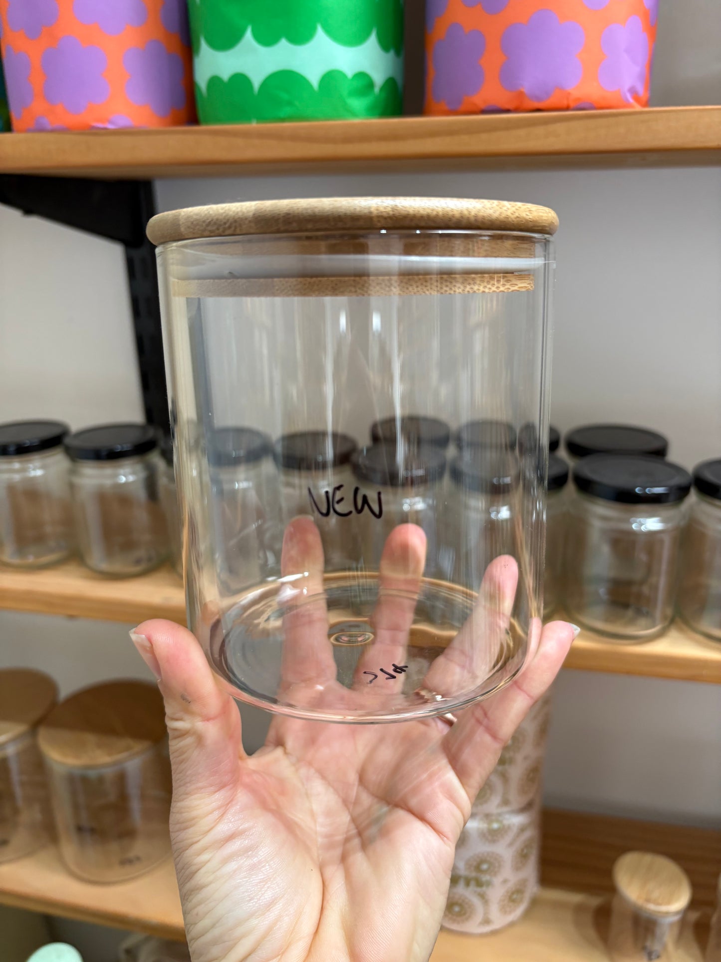 1L Short Glass Jar with Bamboo Silicone Lid