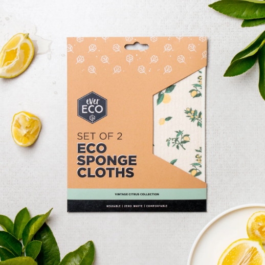 Ever Eco Sponge Cloths Vintage Citrus 2pk