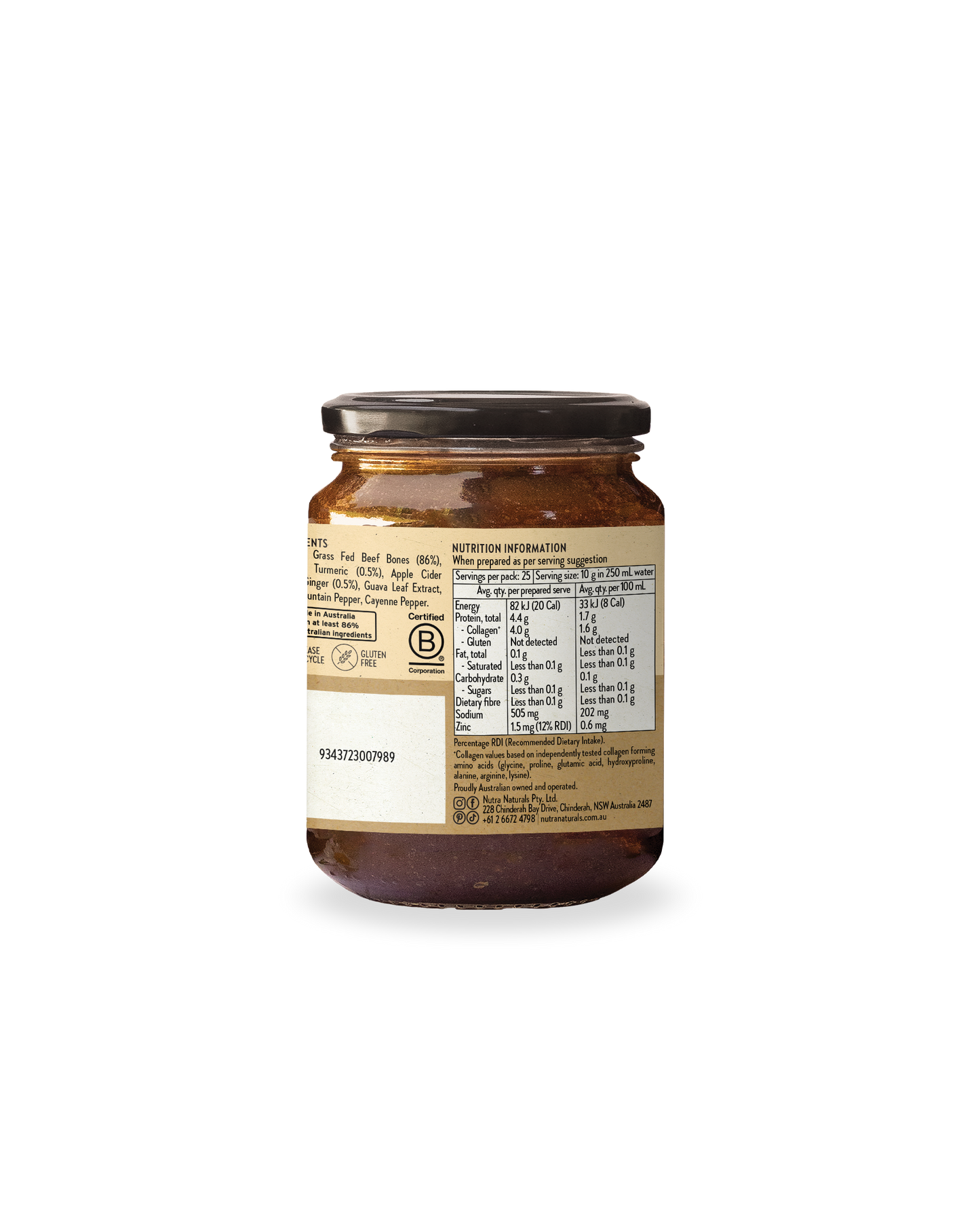 Beef Bone Broth Concentrate Turmeric Ginger 250g