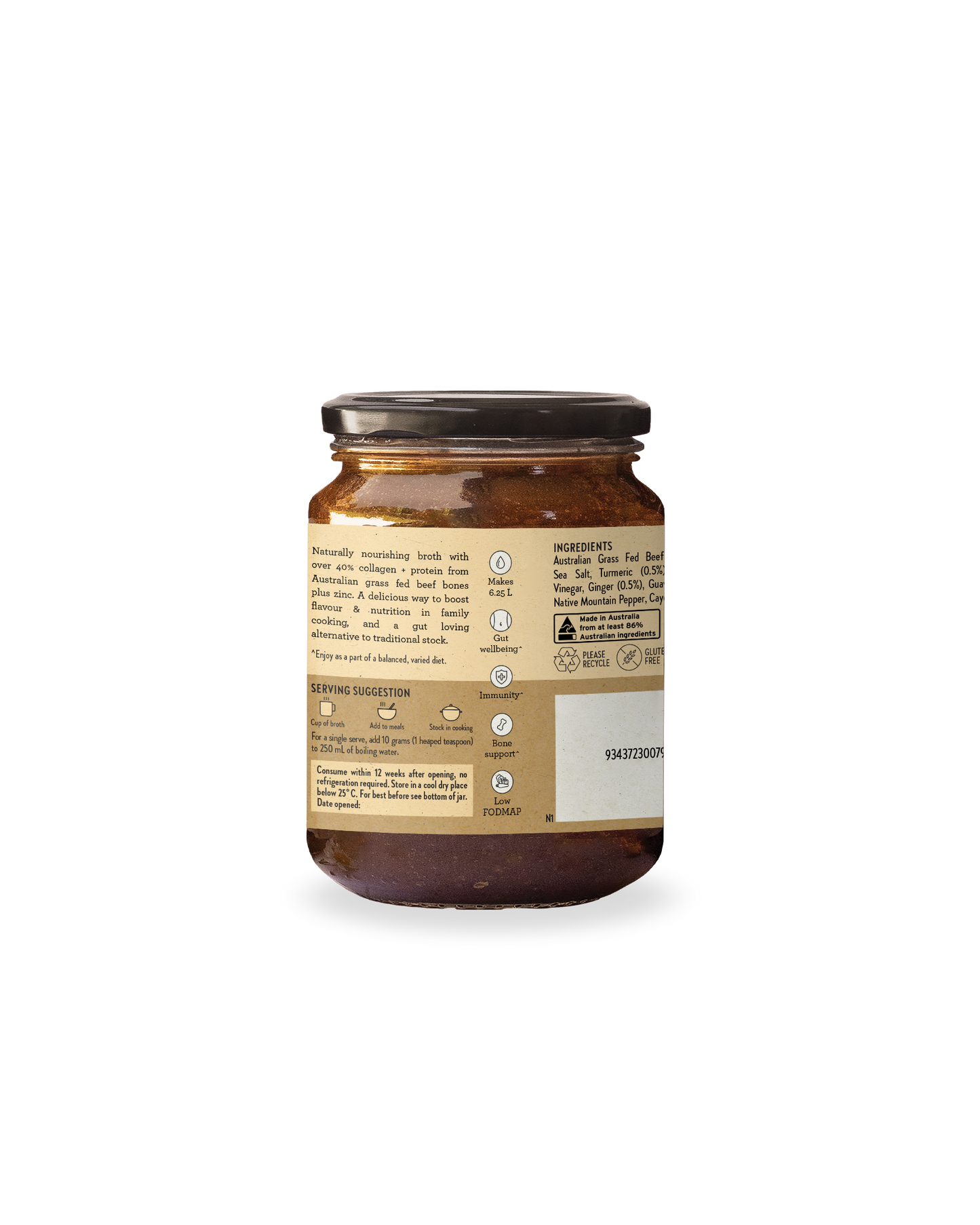 Beef Bone Broth Concentrate Turmeric Ginger 250g