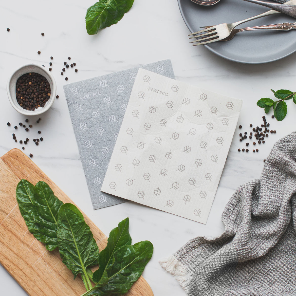 Sponge Cloths - Scandi Leaves 2pk