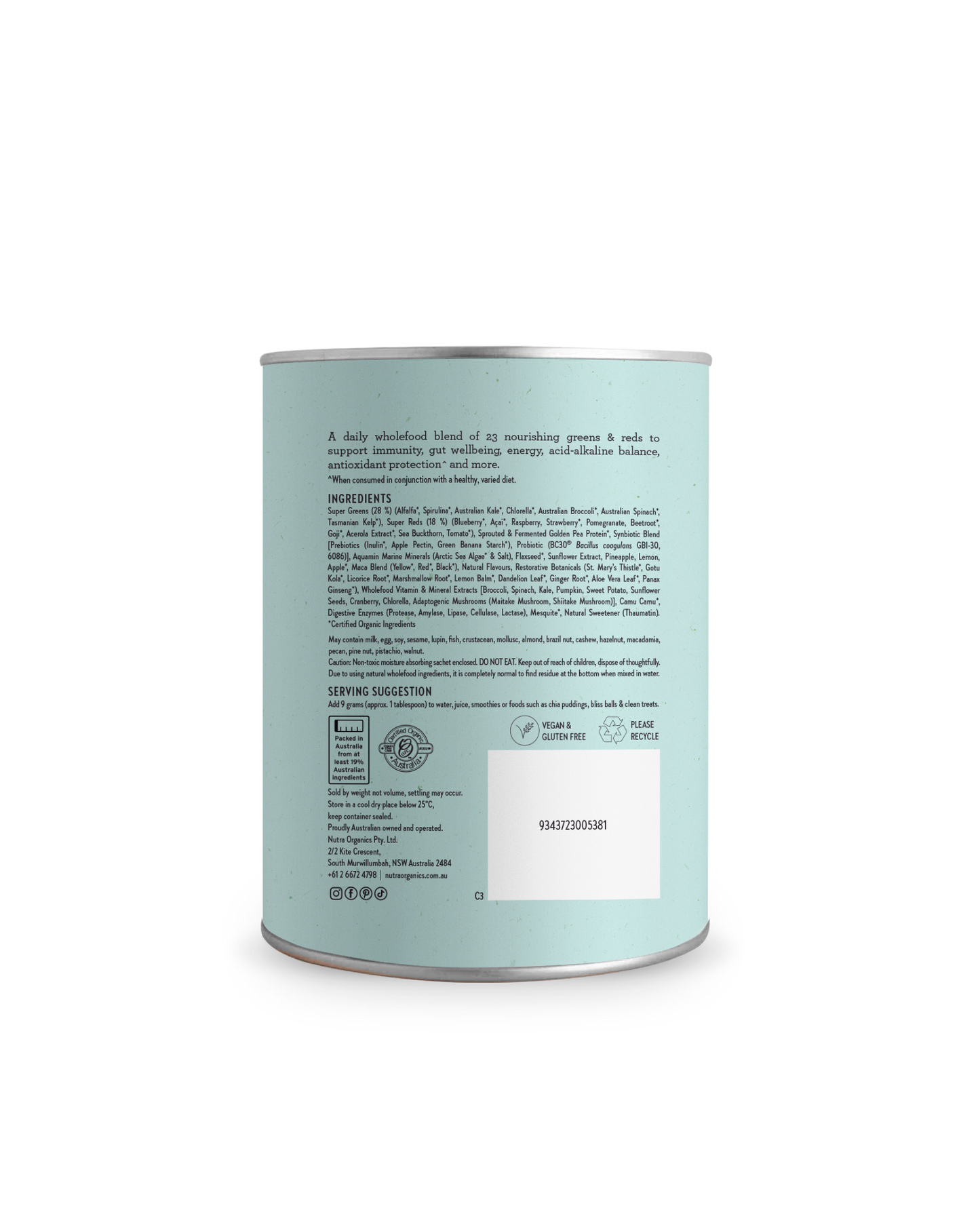 Nutra Organics Super Greens + Reds 150g