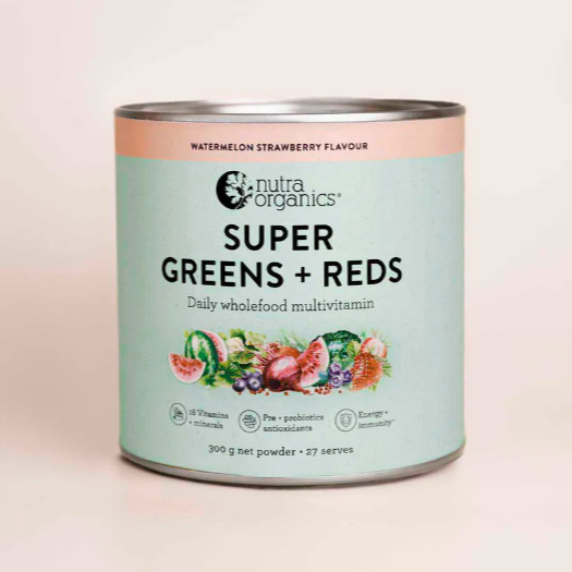 Nutra Organics Super Greens + Reds - Watermelon & Strawberry 300g