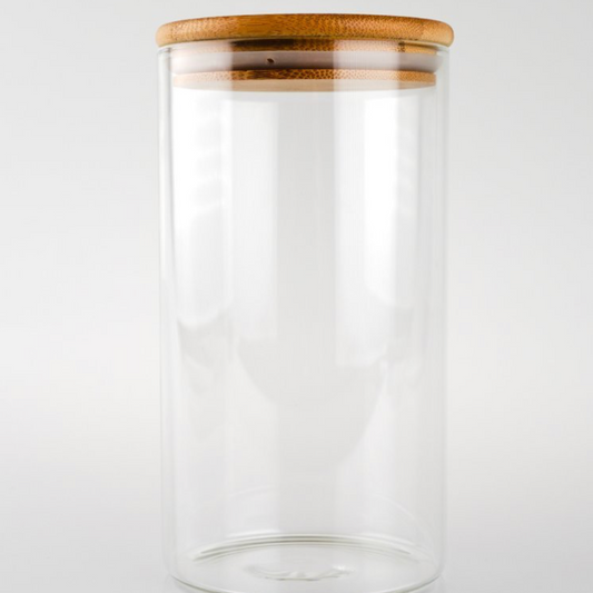 1L Tall Glass Jar with Bamboo Silicone Lid