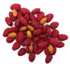 Raspberry Dusted Dark Chocolate Almonds 100g